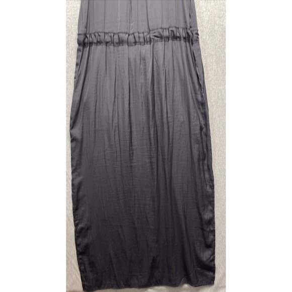 Banana Republic Black Silky Tie Waist Tank Maxi Dress 6 Tall Slits - Picture 12 of 14